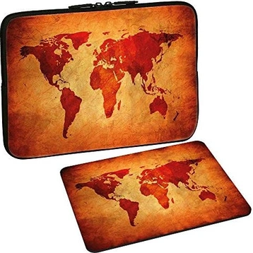 Pedea Design neoprene brown global map 10.1" sleeve